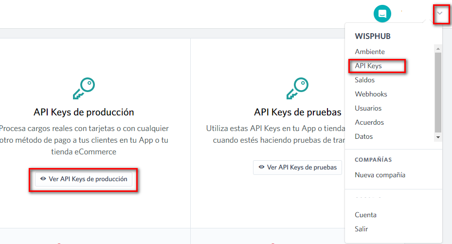 Copiar Api Key Conekta