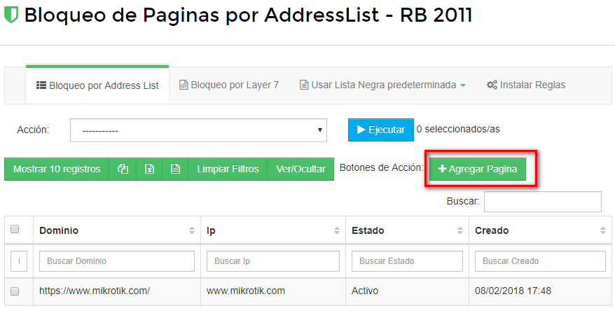 Agregar Address List Firewall