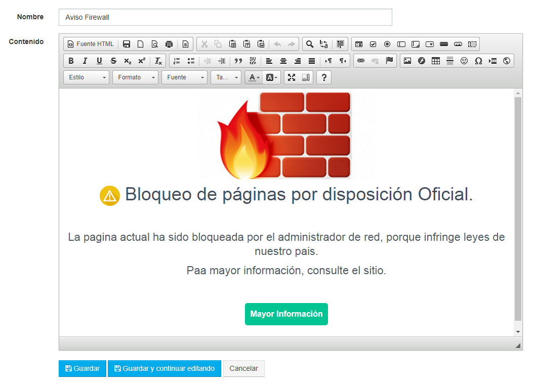 Plantilla aviso Firewall wisphub