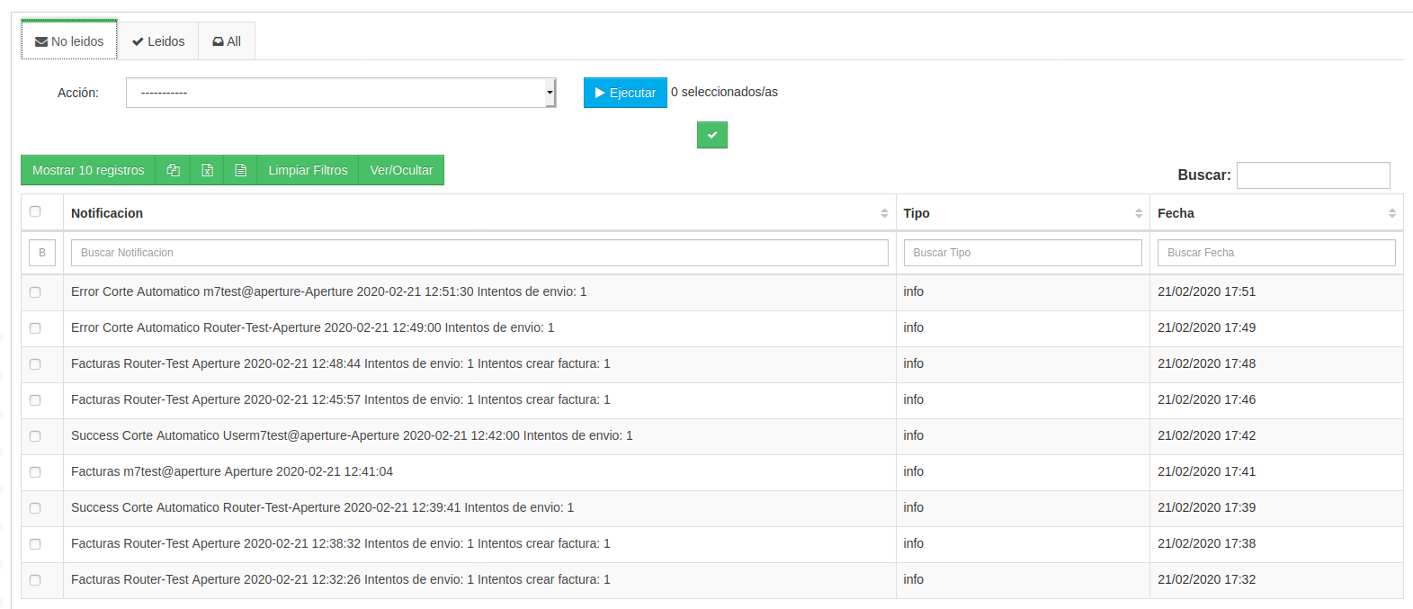 Panel Notificaciones - WispHub